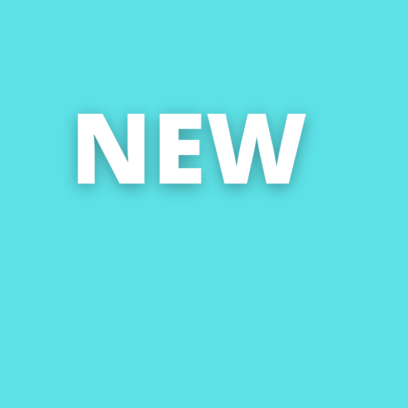 The word new appears in white on a turquois background.