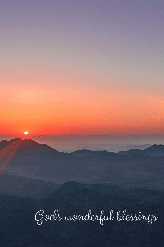 A scene of a sunset 
Text reads God's wonderful blessings