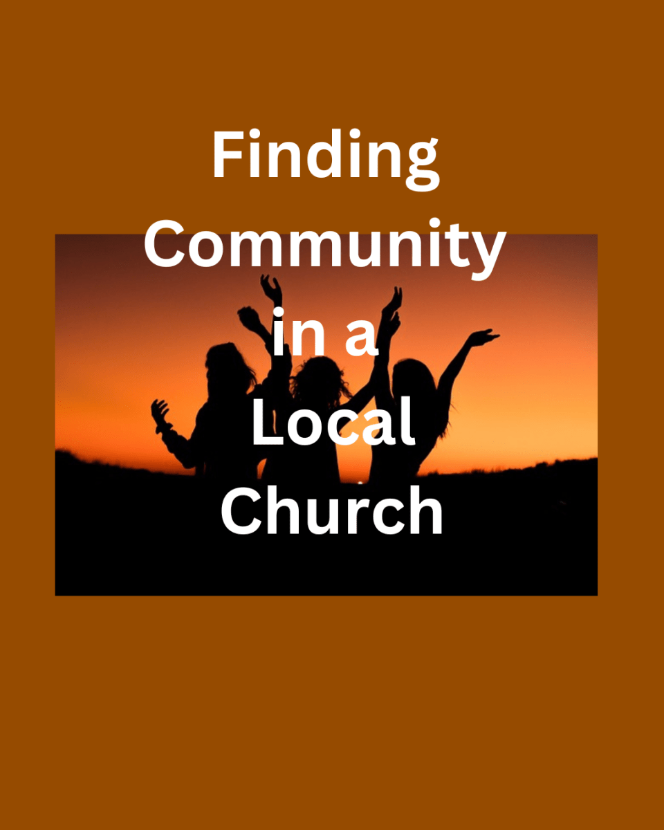 White text over a silhouette of a group of people reads finding community in a local church 